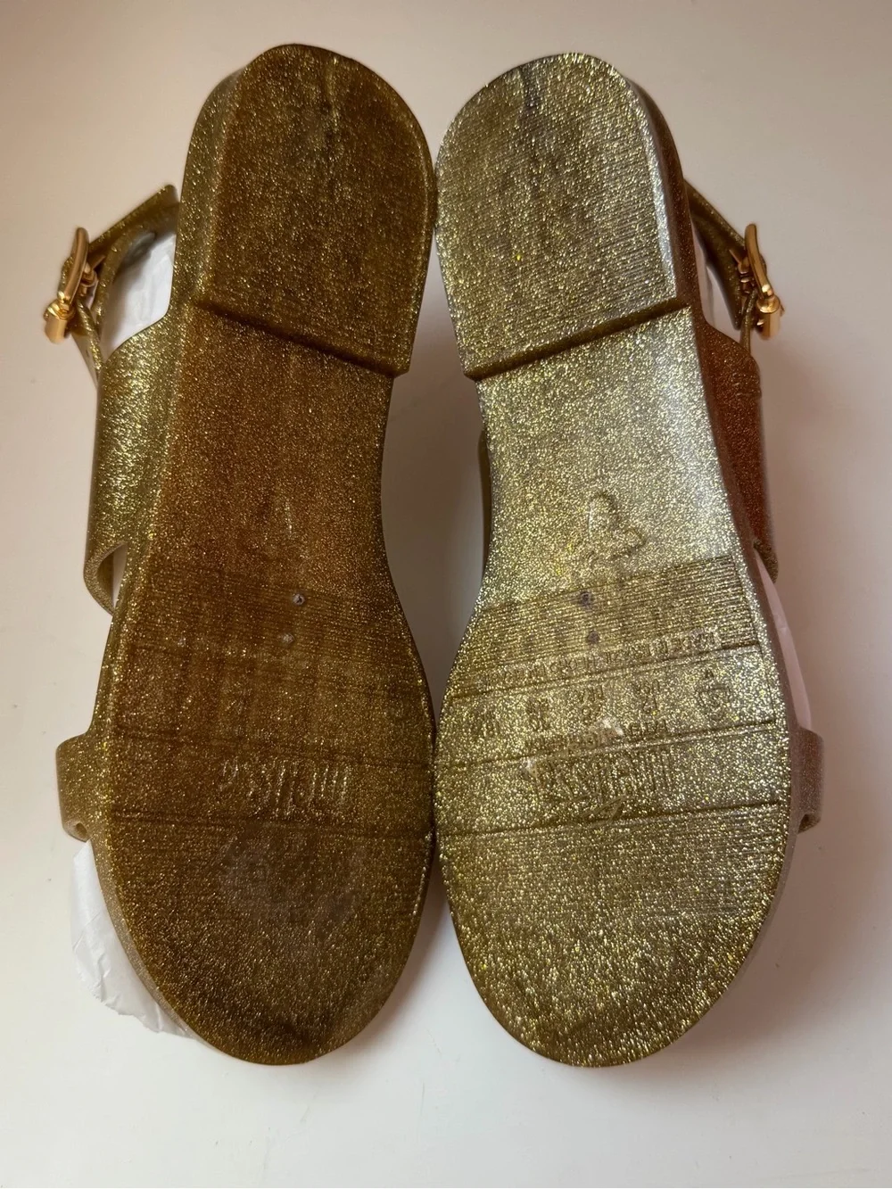 Mini Melissa mel Dreamed by Melissa Gold Glitter Jelly Sandals